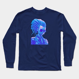 Xeno Cyberpunk Chic, Futuristic Femme Fatale Long Sleeve T-Shirt